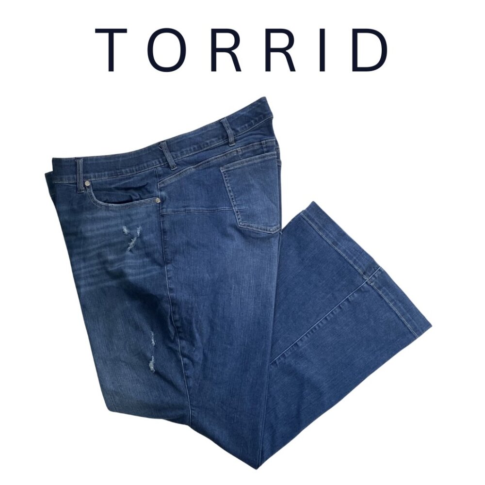 Torrid #feelthefit Bombshell Straight Premium Stretch Distressed Jeans, 28S #299 - Picture 1 of 10